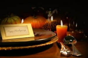 Table setting ready for Thanksgiving
