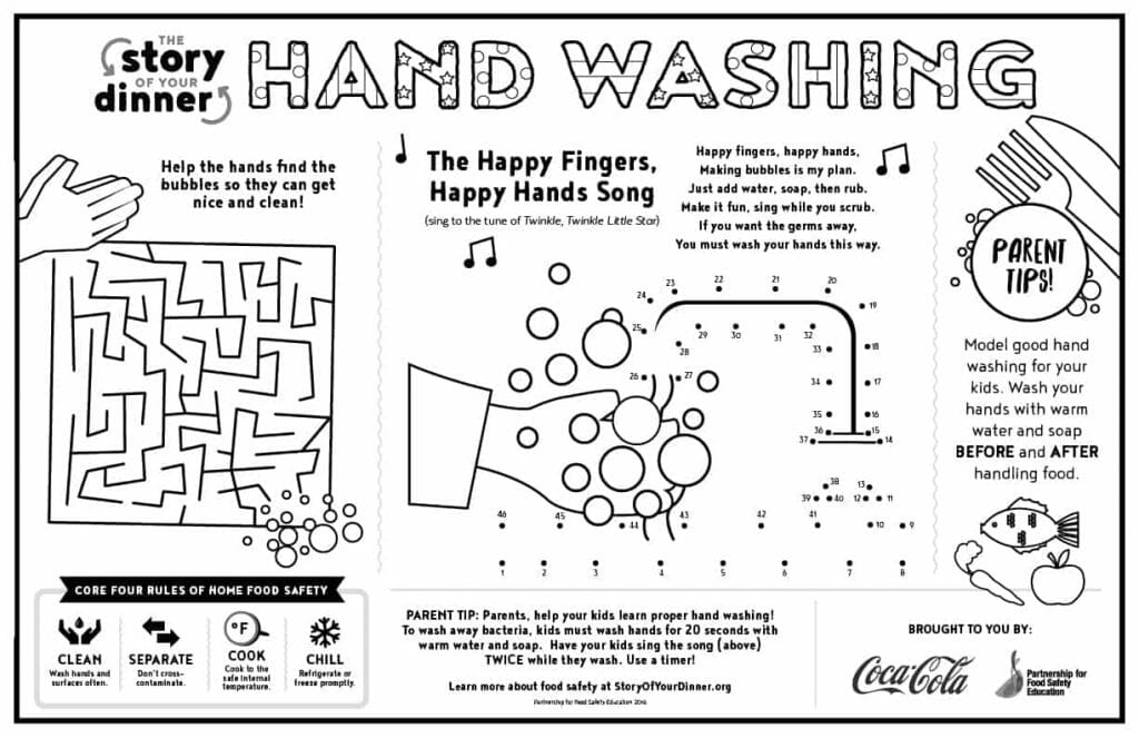 Hand washing placemat