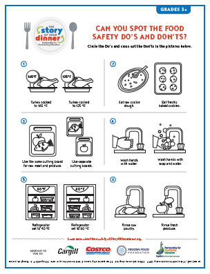 Story of Your Dinner Food Safety Do's and Don'ts Grade 3+ Activity Sheet