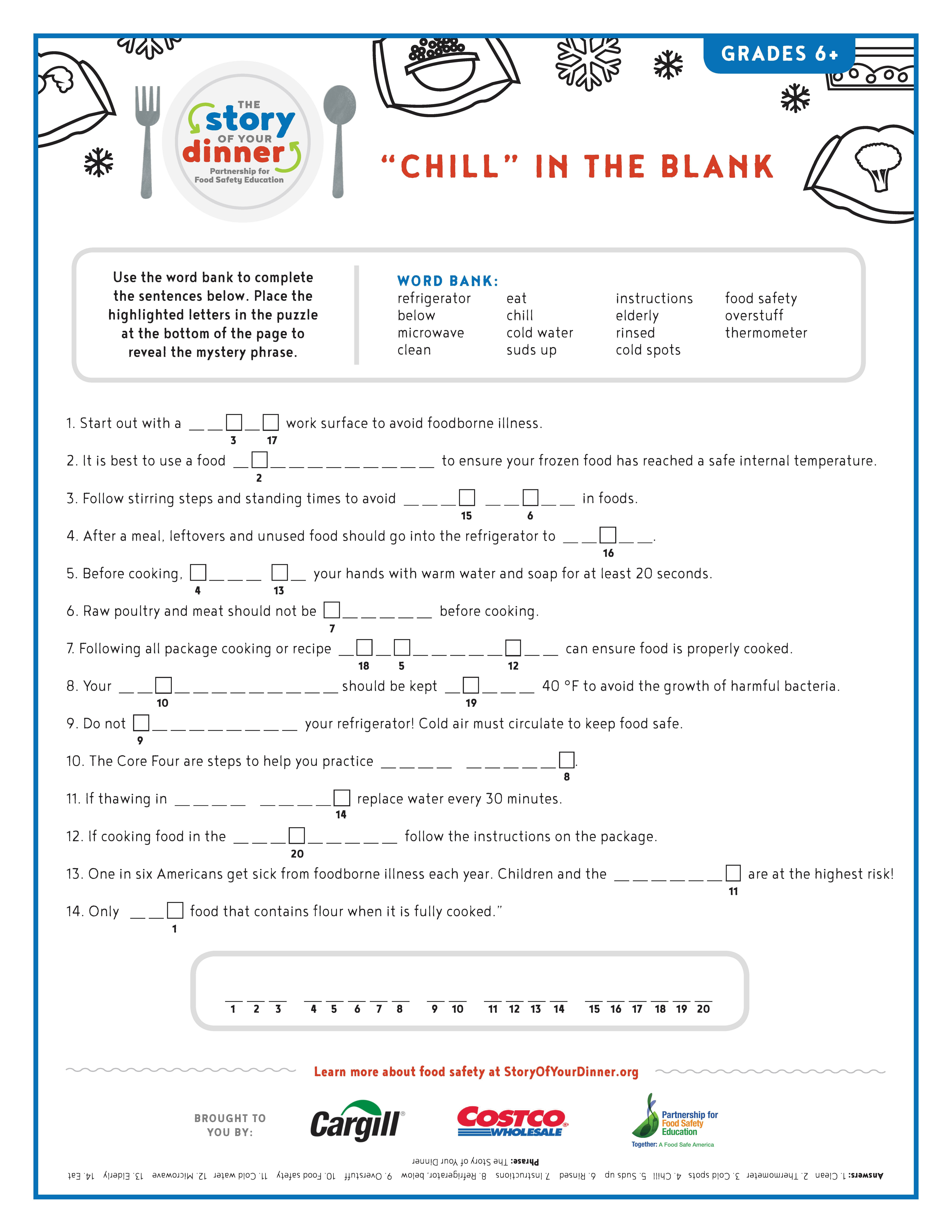 Chill in the Blank Activity Sheet Thumbnail