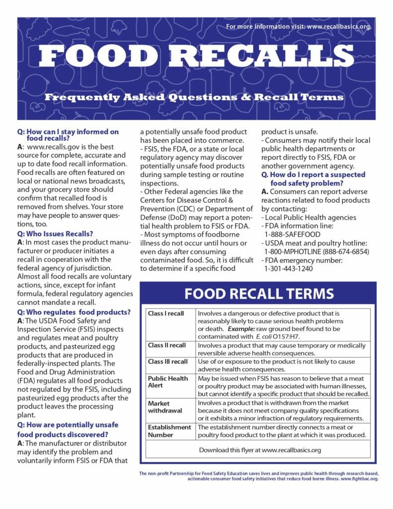 Food Recalls FAQs and Terms