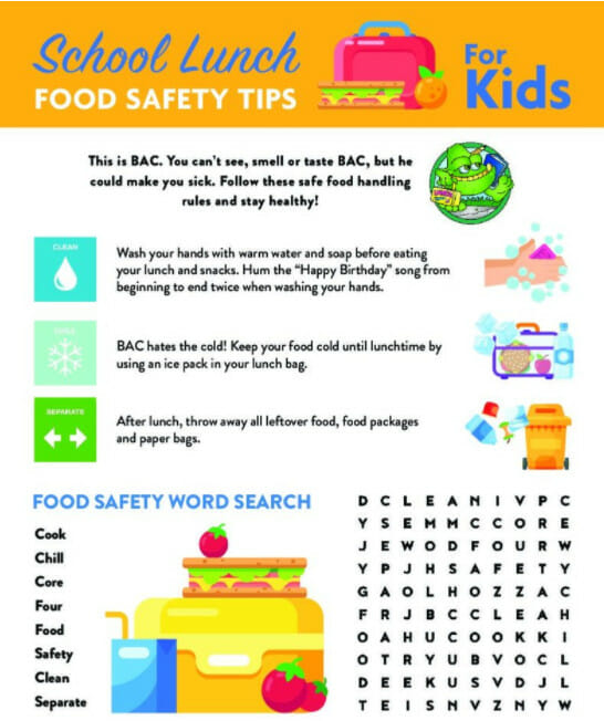 School Lunch Food Safety Tips Flyer