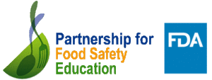 Partnership for Food Safety Education and FDA logos together.